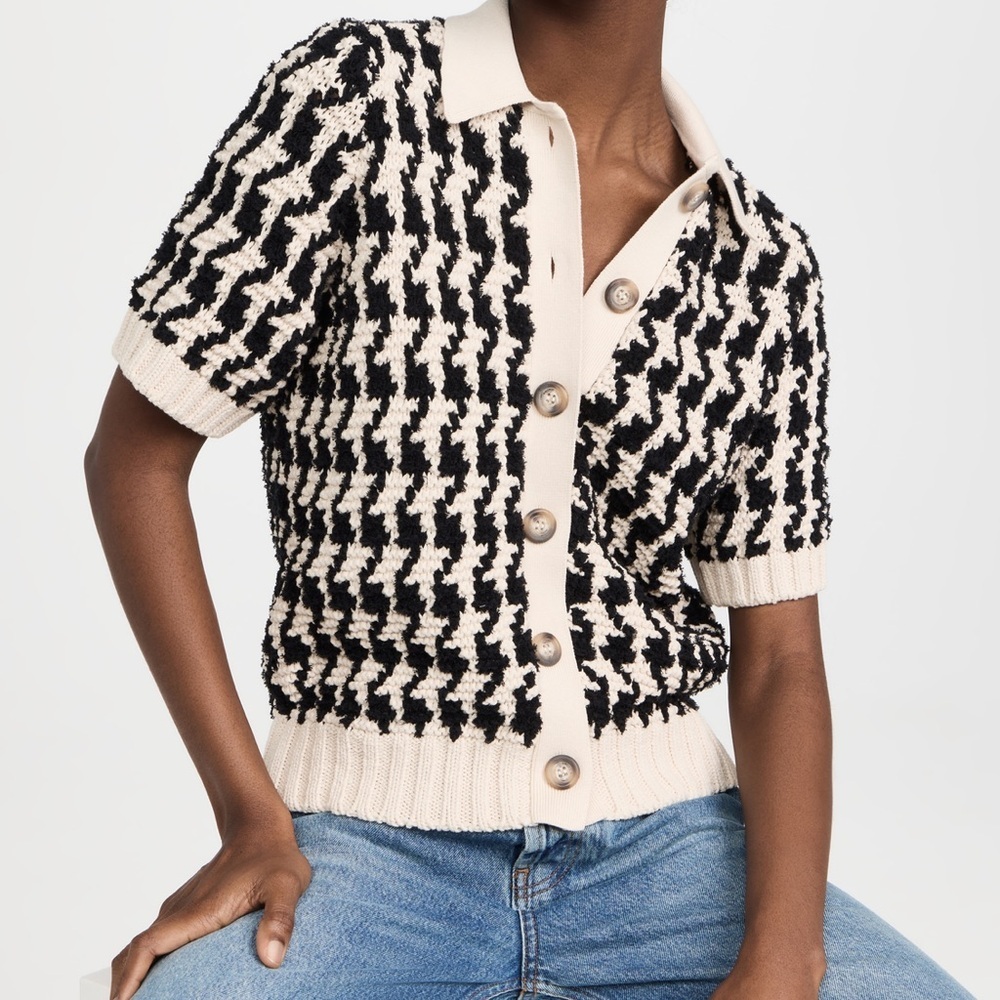 Anine Bing Black and Cream Cardigan